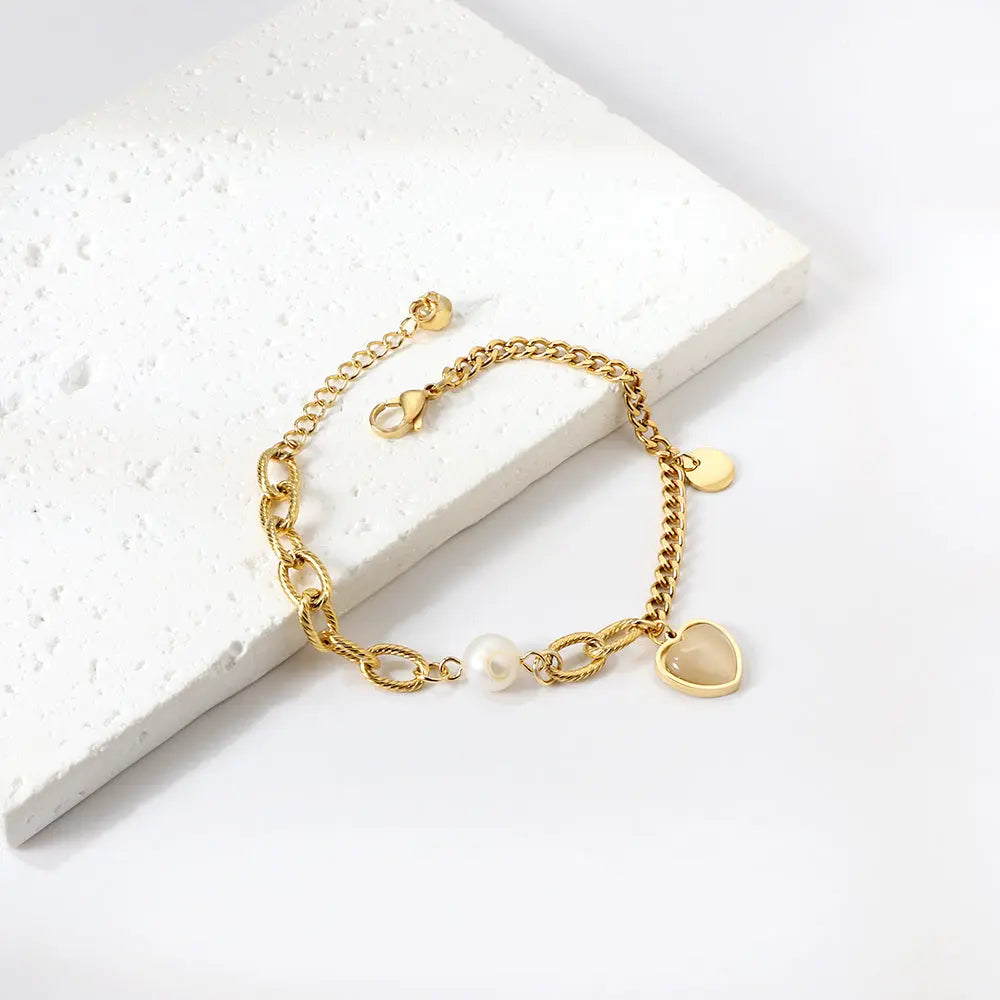 Amour Pearl Charm Bracelet